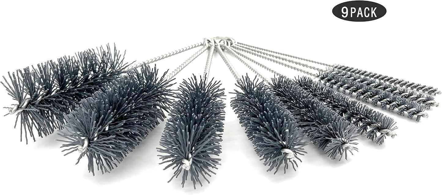 Pipe Cleaning Brush Set Abrasive Filament, 9 Piece Variety Pack for Removal of Rust, Corrosion, Paint
