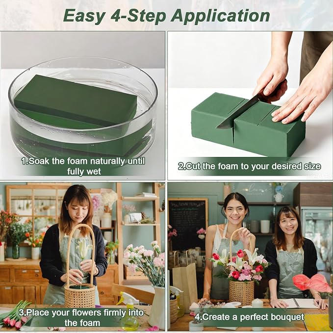 20 Pcs Floral Foam Blocks for Flower Arrangements 5.5"L x 3.1"W x 1.5"H | Green