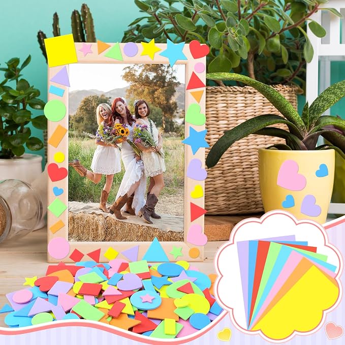 810Pcs Foam Stickers Foam Shape Stickers Colorful Self Adhesive, 8 Colors Heart