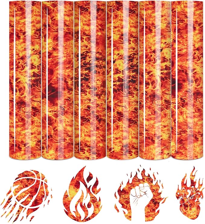 Tintnut Red Flame Heat Transfer Vinyl, stretch washable, compatible
