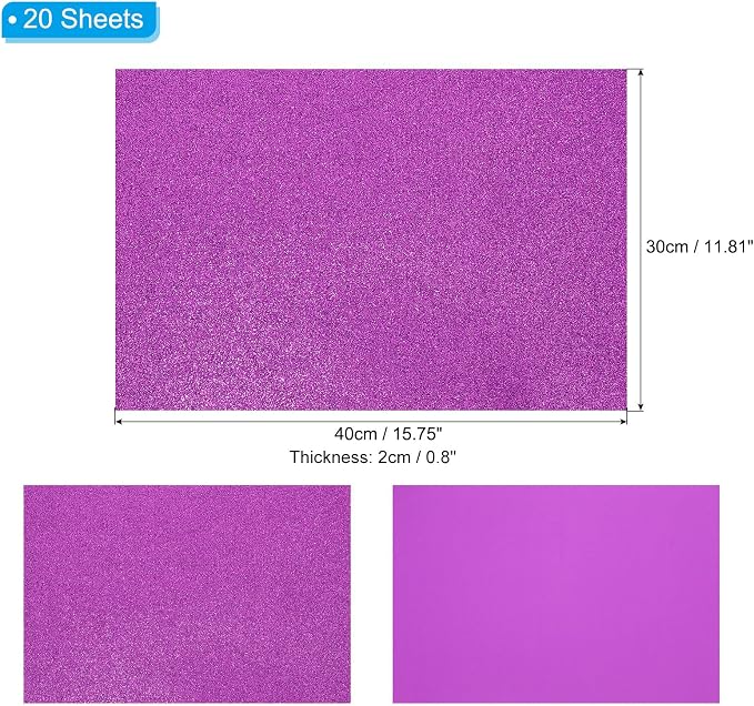PATIKIL 20 Sheets 2mm Glitter Foam Sheet