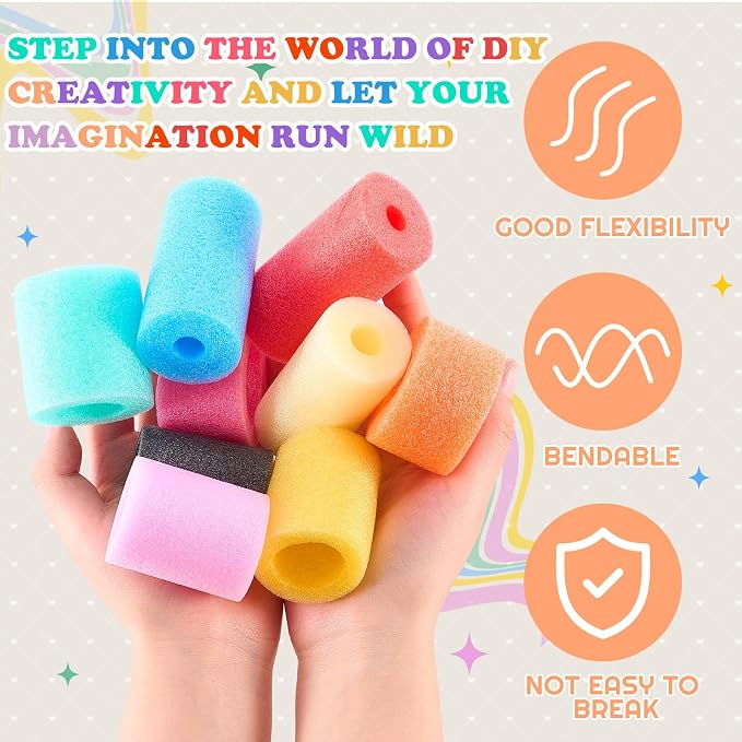 Frienda 50 Pcs Pool Noodles Bits Multicolor Craft Small Size Versatile Mixed