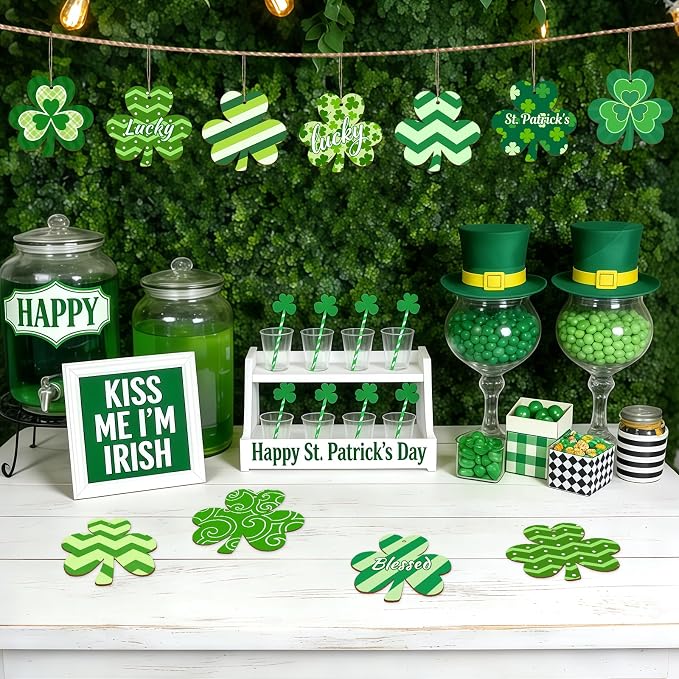 36PCS Wooden Shamrock Ornaments to Paint St. Patrick's Day Decorations
