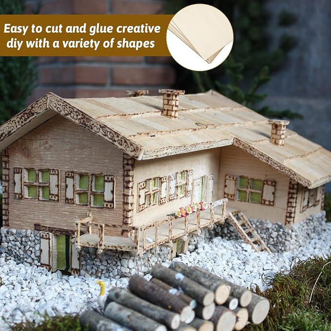 12PCS Balsa Wood Sheet, 2mm 4x8in and 4x4in Thin Unfinished Wood Boards Plywood