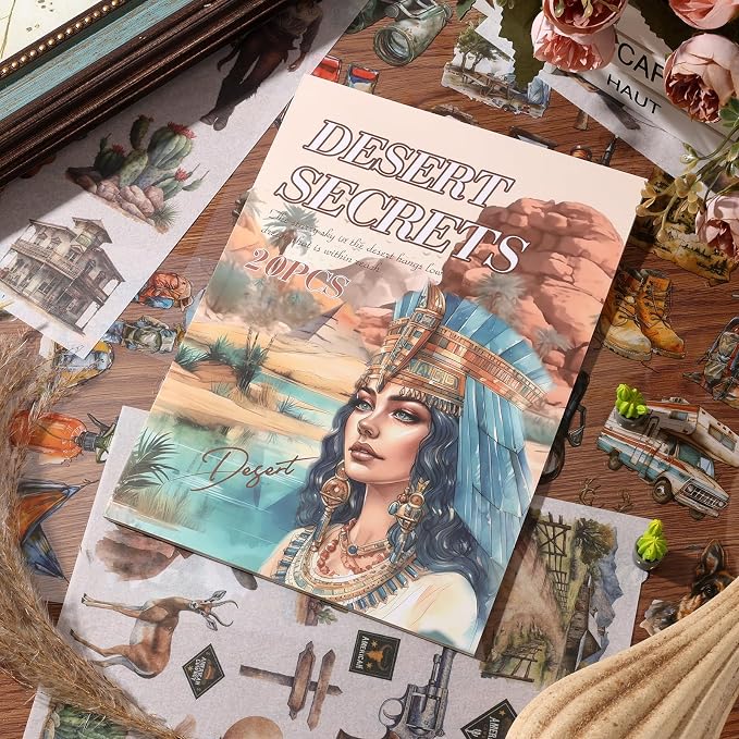 Egypt Travel Scrapbook Stickers 20 Sheets 240 Pre-Cut Washi Stickers PET