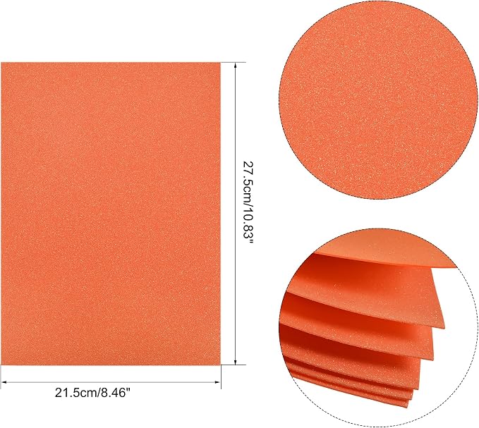 uxcell Orange Shiny EVA Foam Sheets 11 x 8 Inch 2mm Thick