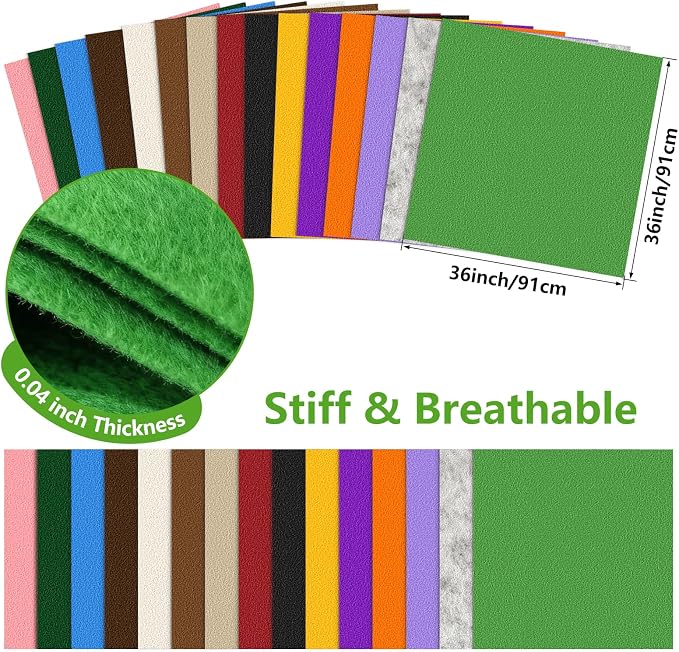 Felt Fabric 36'' X 36'' Large Felt Sheets Stiff Craft Felt by The Yard