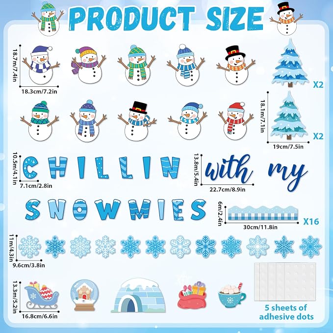Winter Bulletin Board Decoration Set Christmas Snowman Classroom Decoration