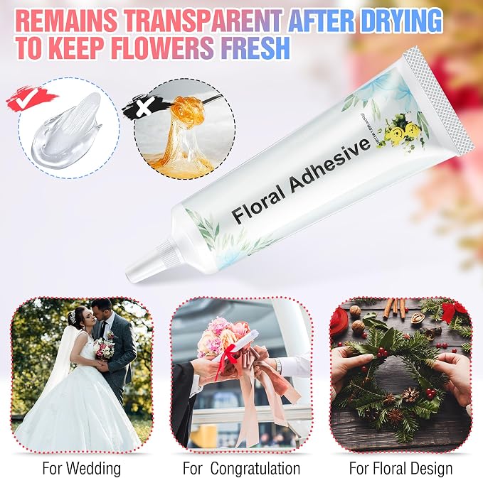 MotiMind 2 Pack Floral Glue 50 ml, Fast Drying Flower Floral Adhesive | Strong