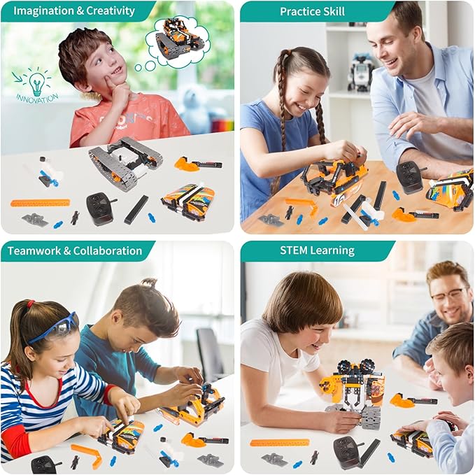 5 in 1 STEM Remote Control Building Kit, 392Pcs Blocks Erector Projects Set Toys for Kids Age 8-12, Build a Tank/Robot/AVT DIY Science Educate 6 7 9 10 11 Years Old for Boys & Girls Gift Ideas