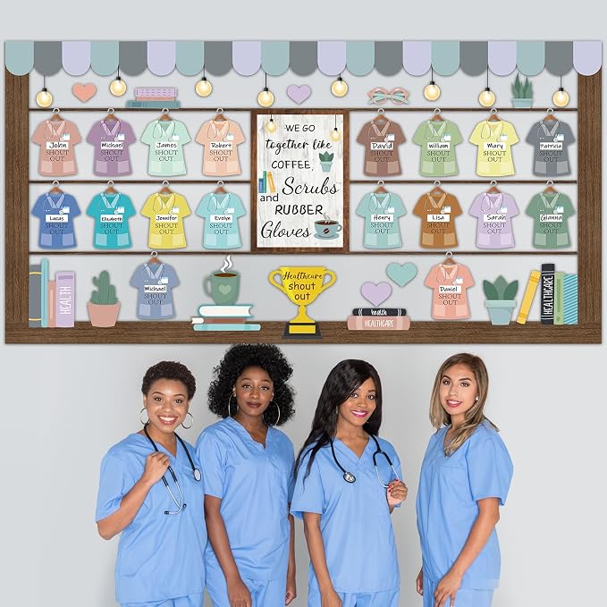 Naozinebi Healthy Bulletin Board Set Healthcare Workers Nurses Classroom