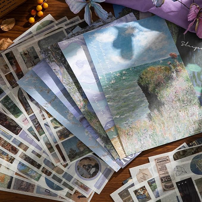 Vintage Scrapbook Stickers, 50 Sheets Aesthetic Oil Painting Sticker Book