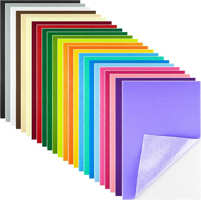 Morcheiong 24 Pcs Self Adhesive Felt Sheet Soft Felt Sheets
