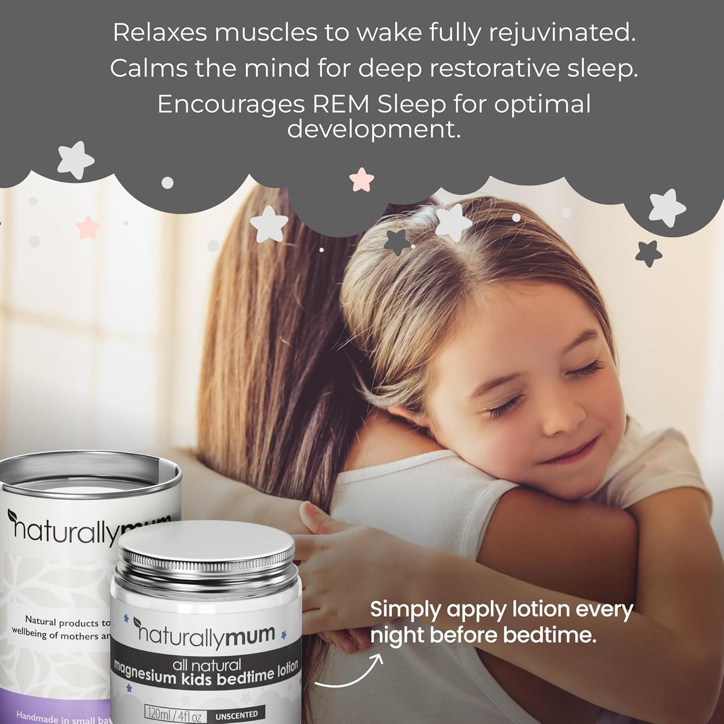 NaturallyMum - Magnesium Bedtime Lotion for Kids & Babies [NATURAL & SAFE] - Topical Kids Magnesium Cream Lotion for Sleep - Safe for Babies (6M+) - Support for Sleep, Bone & Overall Kids Health
