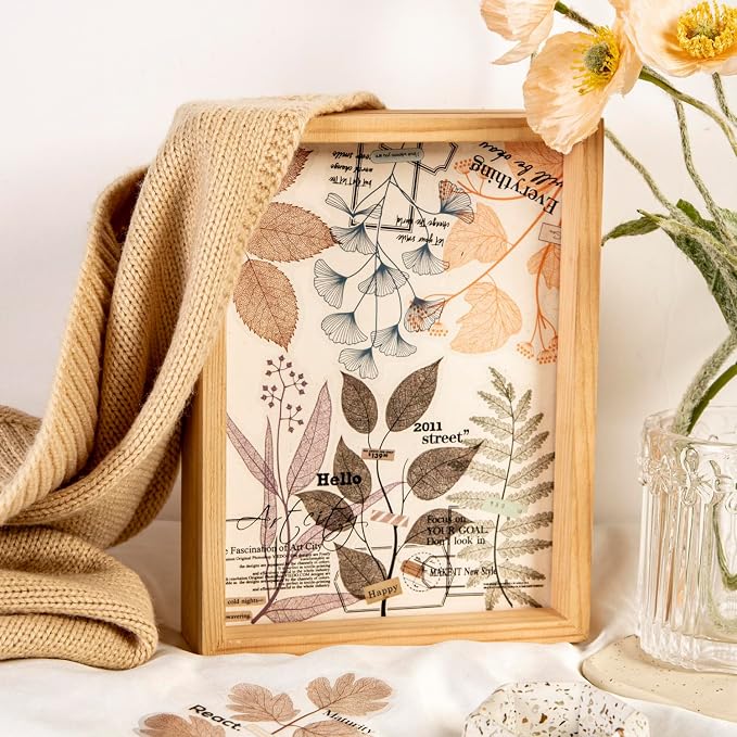 Yoksas 120Pcs Large Nature Plants Leaf Veins Stickers