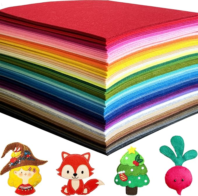 80 PCS Wool Blend Felt Sheets for Crafts 2 mm Thickness, 40 Color 11.8 x 11.8