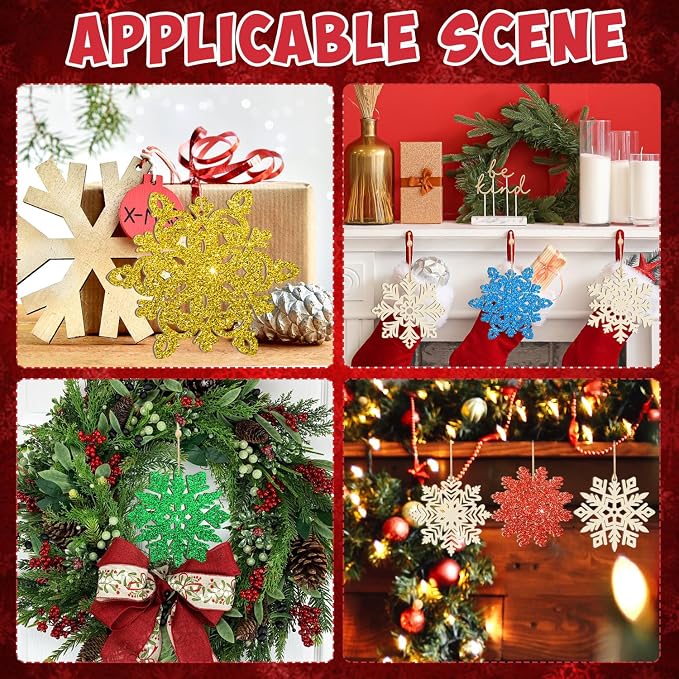Wooden Christmas Snowflake Ornaments to Paint Christmas Decoration Cutouts