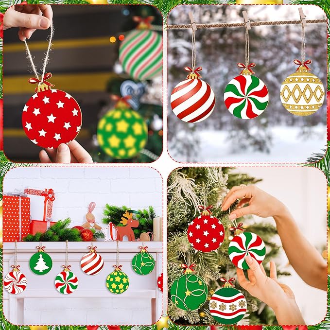 Cinnvoice 60 Pcs Wood Christmas Crafts