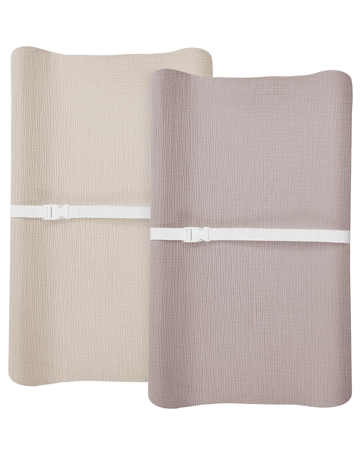Changing Pad Cover for Baby Boy Girl 2 Pack, Muslin Changing Table Pad Covers with Boho Style, Neutral Nursery Bedding Essentials Soft and Breathable(Beige & Vintage Taupe)