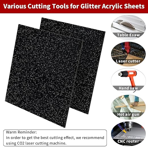 2 PCS 8 x 8 inch Glitter Colored Plexiglass Acrylic Sheets