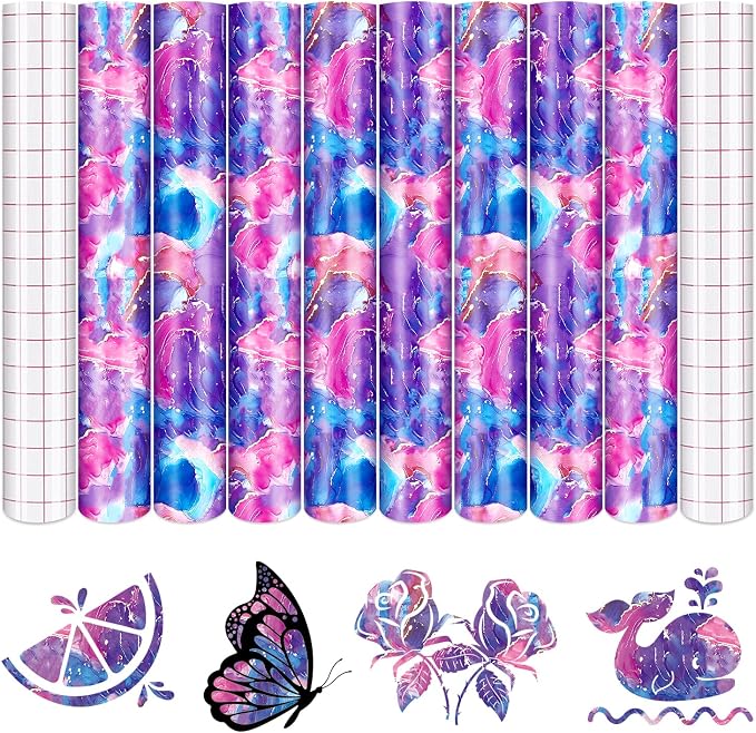Tintnut Marble Permanent Vinyl 8 Pcs 12x10in Pink Purple Adhesive Vinyl |