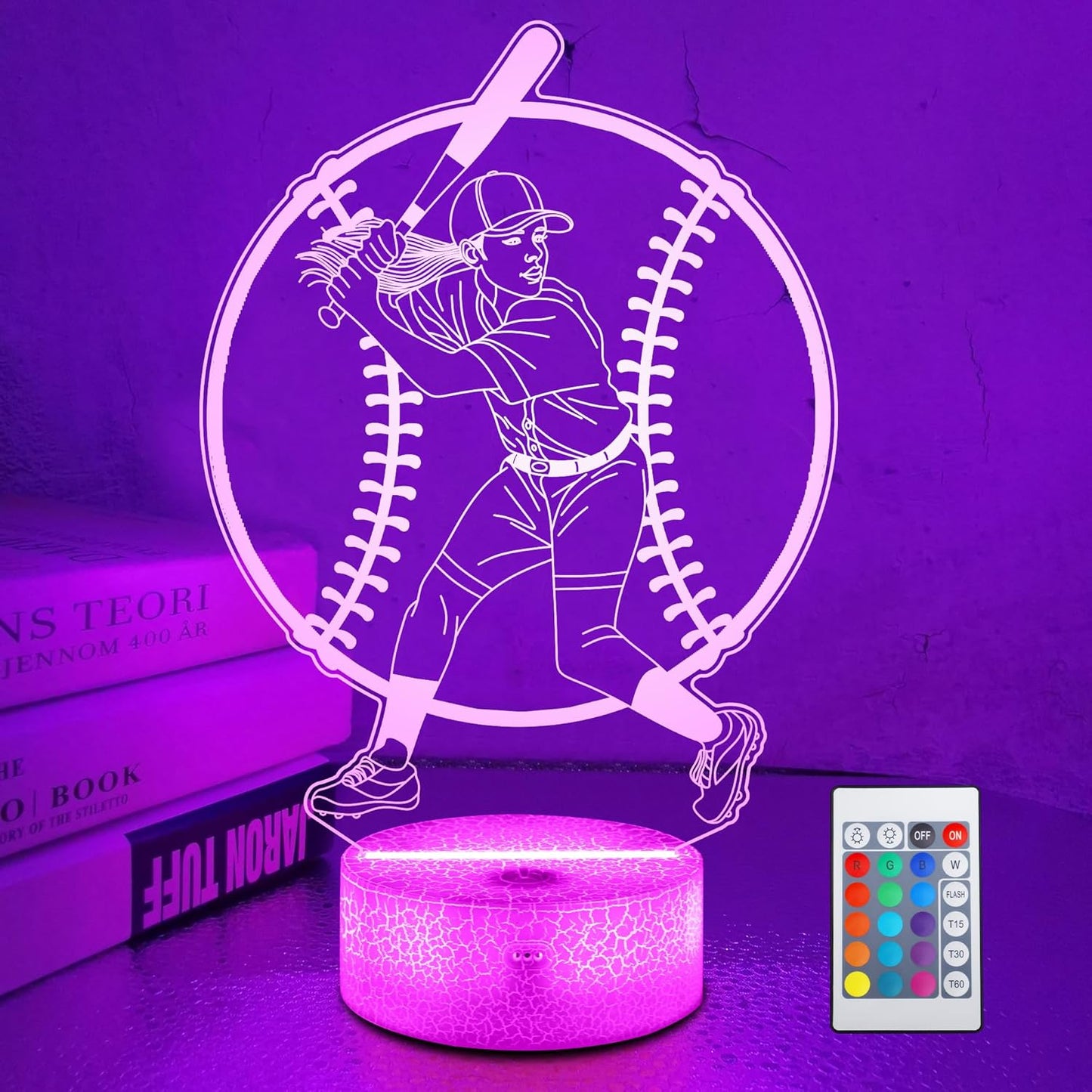 Softball Gifts for Girls, Light Up Softball Night Light 3D Illusion Lamp with 16 Colors Remote Control, Softball Accessories Stuff for Girls Women Best Friends Sister Birthday Xmas Gifts