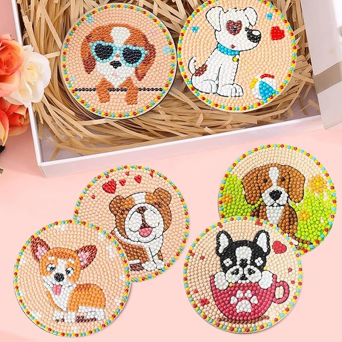 EWJRNSF 8 PCS Diamond Art Coasters Kit, Small Diamond Painting Coasters