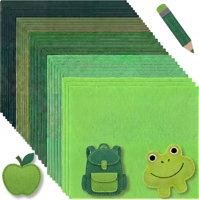 Peryiter 150 Pcs Back to School Green Felt Fabric Sheets Bulk