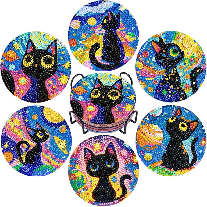 DOZEEZOP 6-Pack Diamond Art Coaster Kit