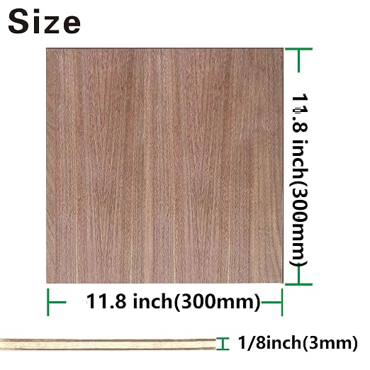 12 Pack Black Walnut Plywood Sheets 1/8", 11.8x11.8x1/8 inch Plywood Sheets