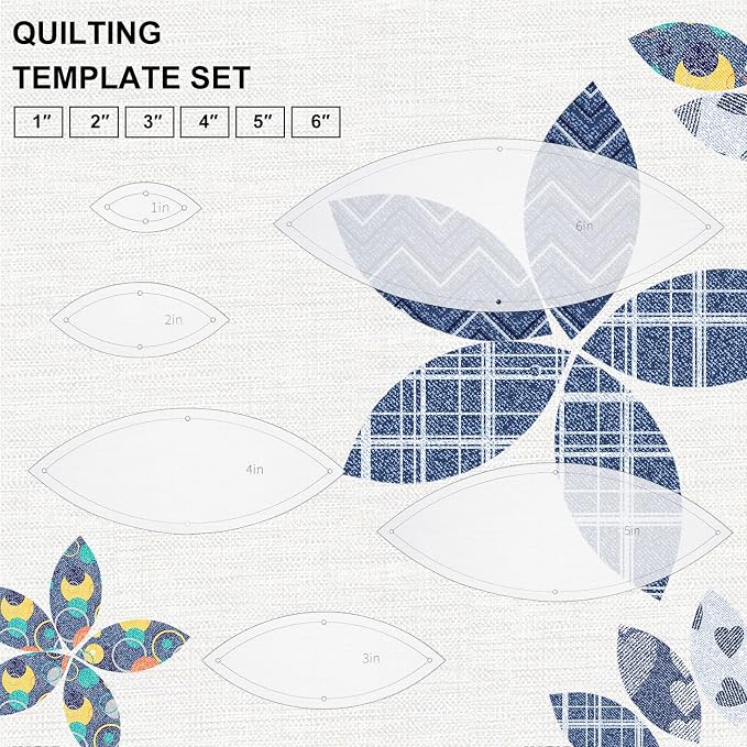 BENECREAT 6PCS Leaf Quilting Templates Set, Quilting Sewing Needlework Craft