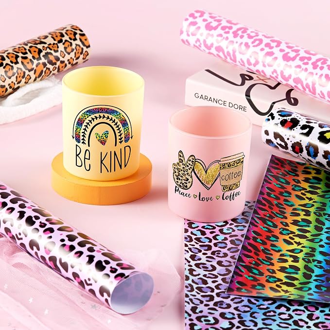 Tintnut Rainbow Leopard Permanent Vinyl 12x10in 10 Sheets Adhesive Vinyl |