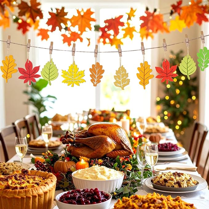 36PCS Wooden Fall Ornaments to Paint Thanksgiving Decorations, 6 Styles DIY