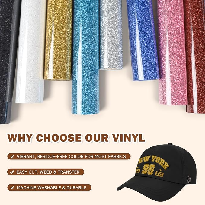 TUMIYA White Glitter Heat Transfer Vinyl HTV Roll