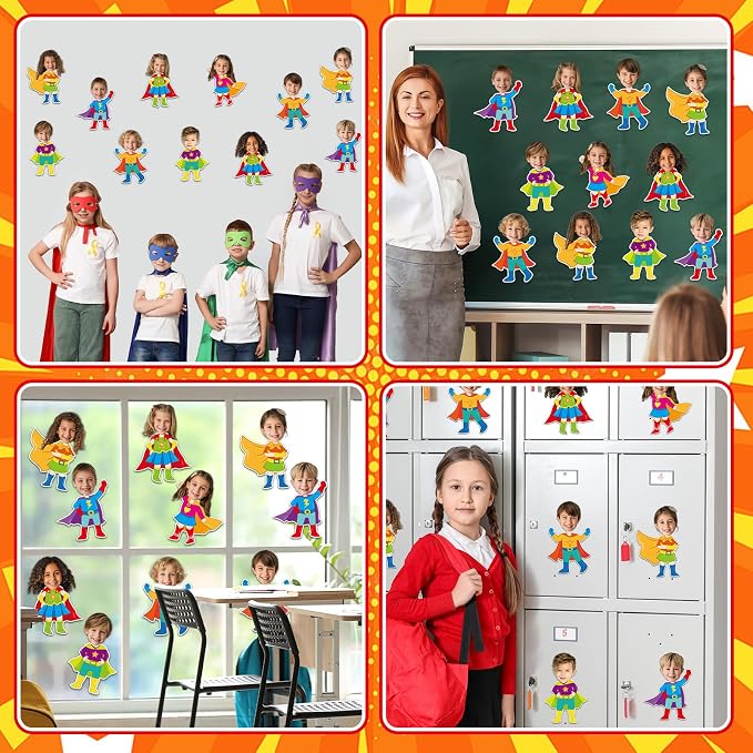 48Pcs Super Themed Cutouts Bulletin Board Decorations Hero Theme Paper Cut Outs