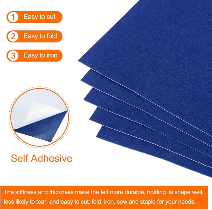 MECCANIXITY Adhesive Felt Sheets, Felt Fabric Crafts Back Adhesive Felt Sheets