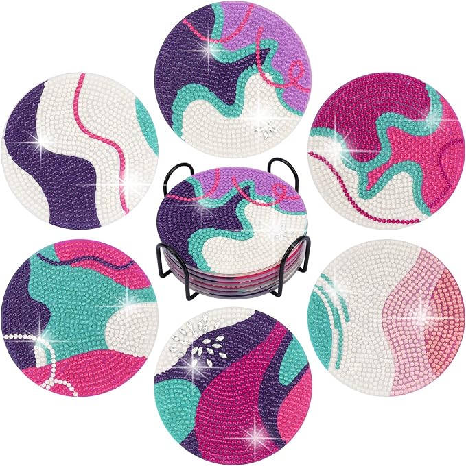 Temlum 6 Pcs Diamond Painting Coasters