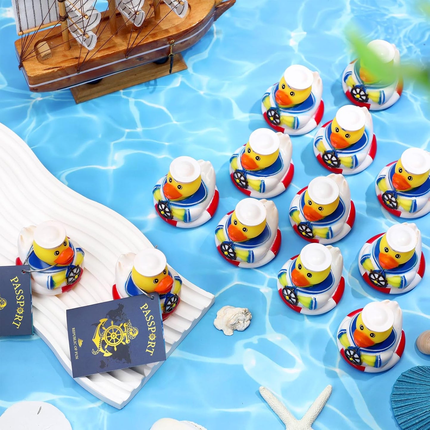 Jerify 48 Packs Cruise Ships Rubber Ducks 2 Inch Nautical Rubber Cruise Ducks Bulk Sailing Ship Toy for Carnival Party Gift Classroom Incentives Bath Tube Pool Toy