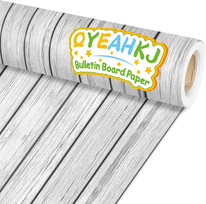 Qyeahkj Wood Grain Bulletin Board Paper Roll Rustic Bulletin Board Background