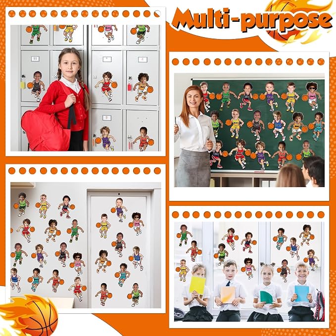 48 Set Basketball Bulletin Board Decors Basketball Players Cutouts Basketballs