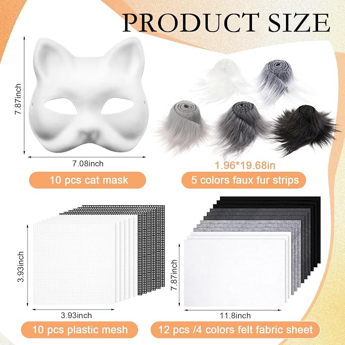 Seenelling DIY Therian Mask Kit Blank Cat Mask