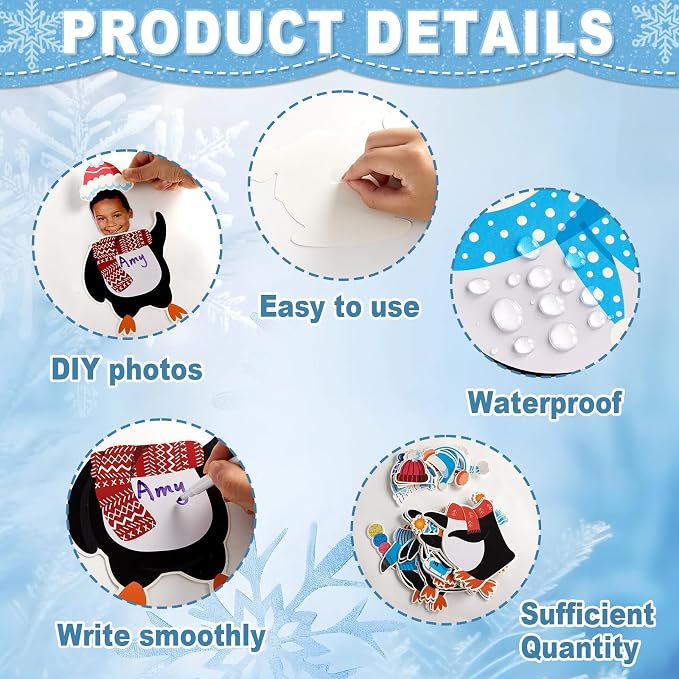 60pcs Winter Theme DIY Cutouts Penguin Bulletin Board Decoration Set Christmas