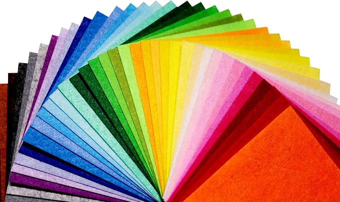 42PCS Colored Felt Fabric Sheets, 6 x 6 inches Macdori Craft Felt Squares