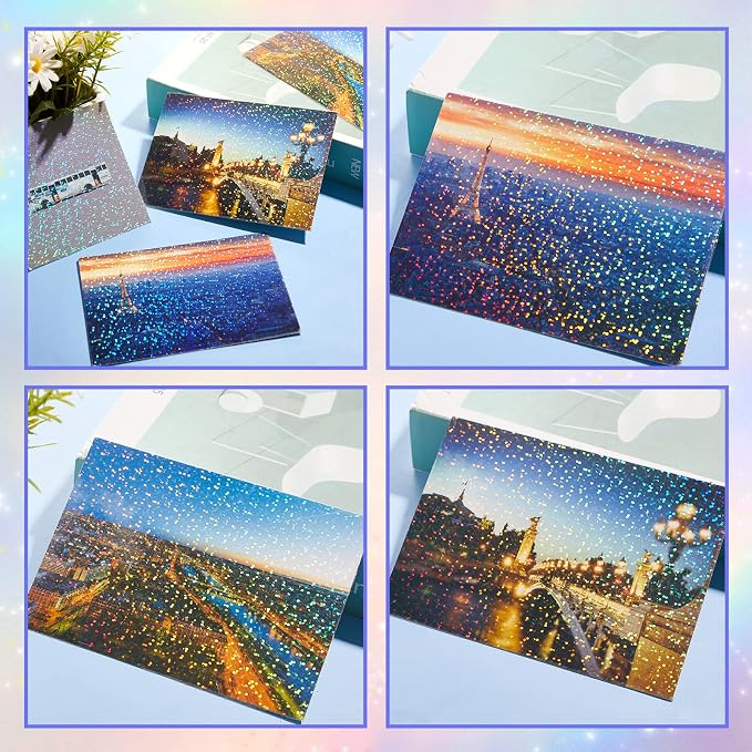60 Sheets Holographic Laminate Sheets Clear Glitter A4 Size Vinyl Sticker Paper