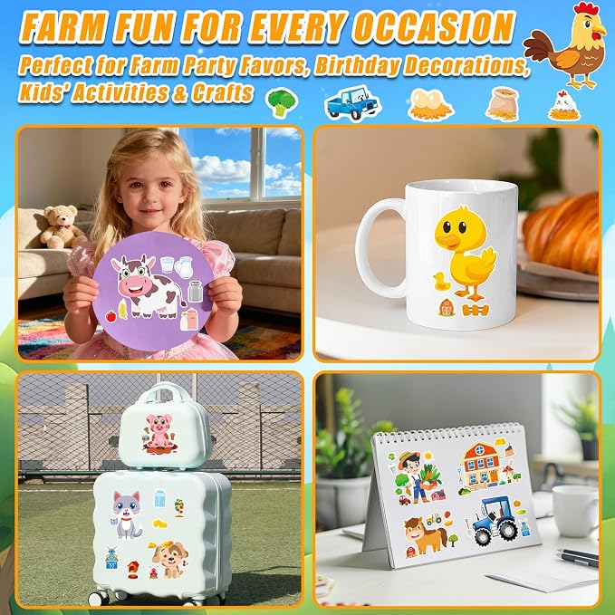 48 Sheets Create Funny Farm Animals Stickers, Make a Face Stickers