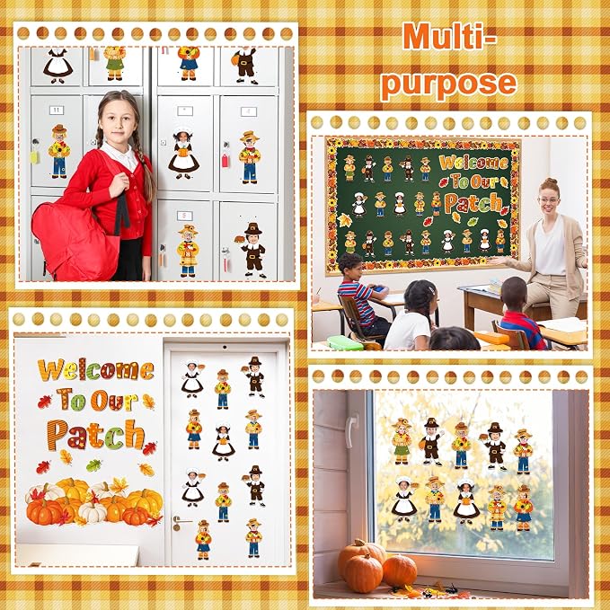 gisgfim 80Pcs Fall Scarecrow Cutouts Fall Thanksgiving Decorations Bulletin