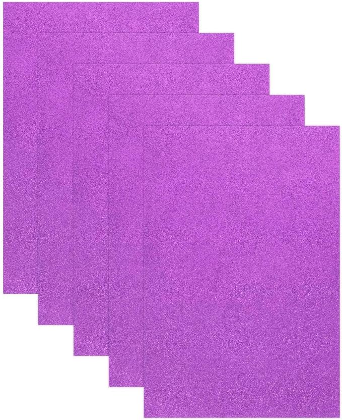 MECCANIXITY 5 Sheets Purple Shiny Foam Sheets, 8 Inch x 12 Inch Sparkle EVA