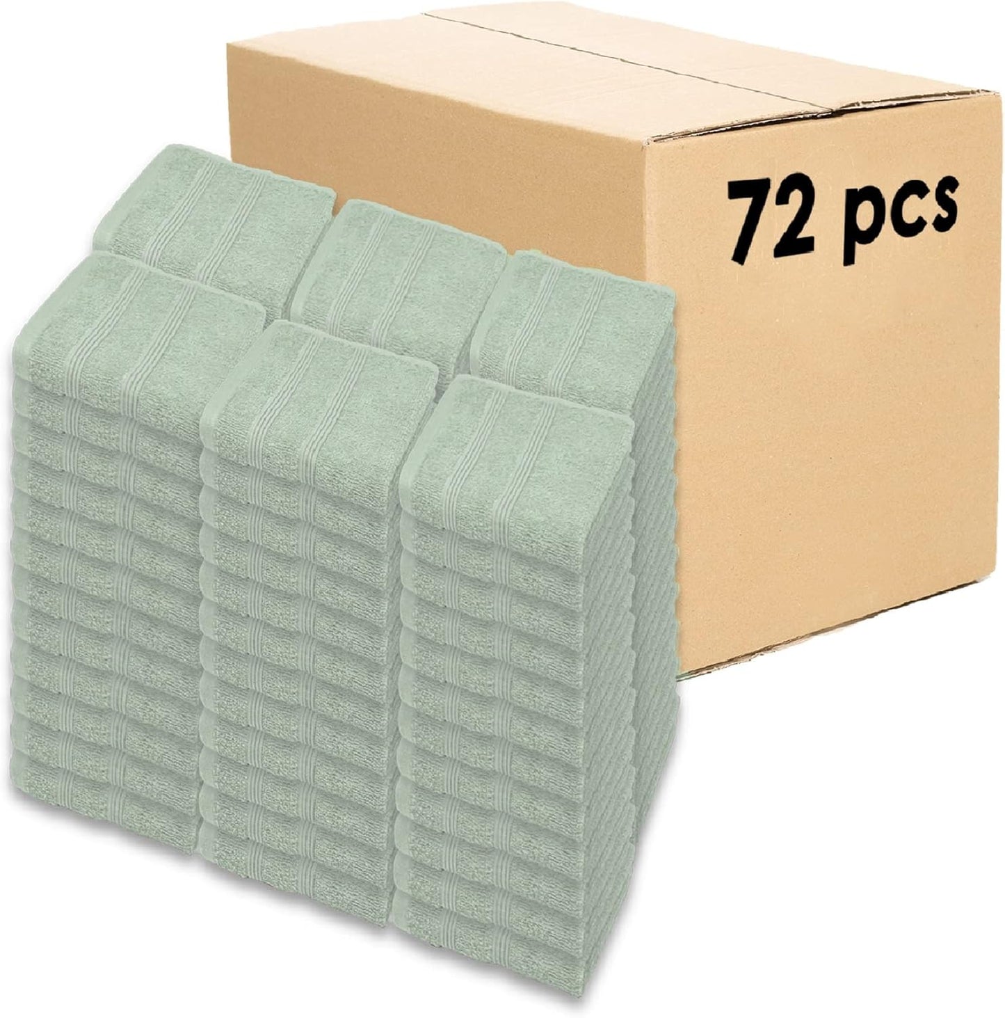 Kaufman - Premium Washcloth Set of 72 (13x13 Inches) 100% Cotton Ring Spun, Highly Absorbent, Durable and Ultra Soft Feel Wash Cloths Essential for Bathroom, Spa, Gym, and Face Towel (72PK)