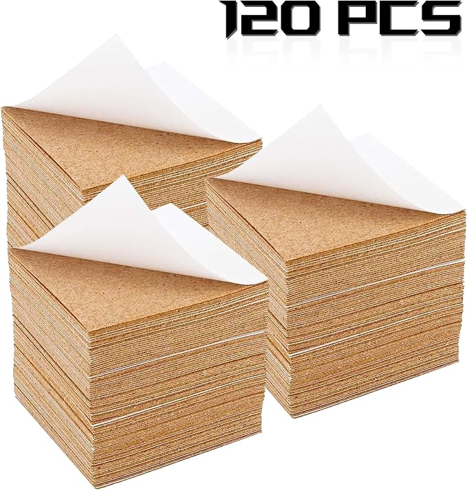 Self-Adhesive Cork Square, Allazone 120 Pack 10 x 10CM Cork Backing Sheets