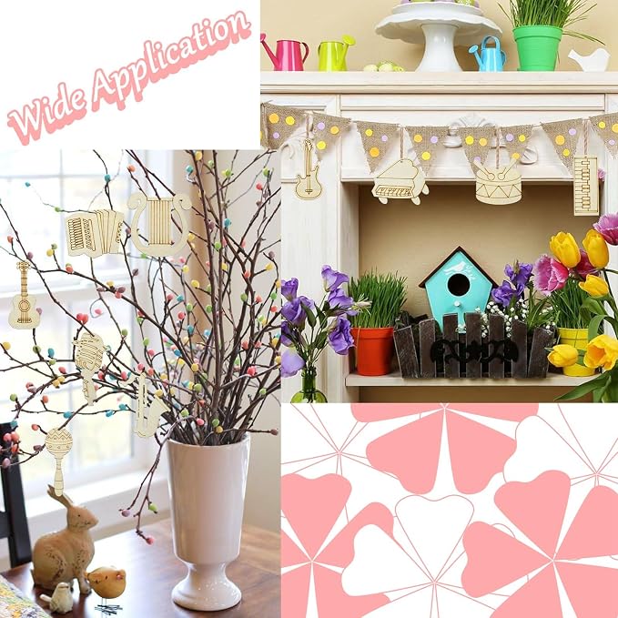 30 pcs Mixed Styles Musical Instrument Theme Unfinished Wooden Cutout Charms